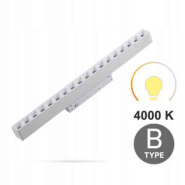 Lineární reflektor Bílý Grille 18W 4000K Typ B Smart Track 48VDC