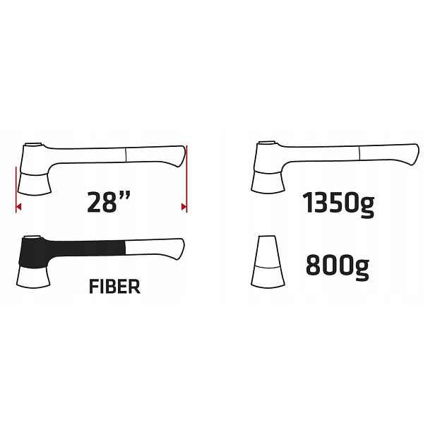 Sekera 1350 g, obouch 800 g, násada vlákno, 28
