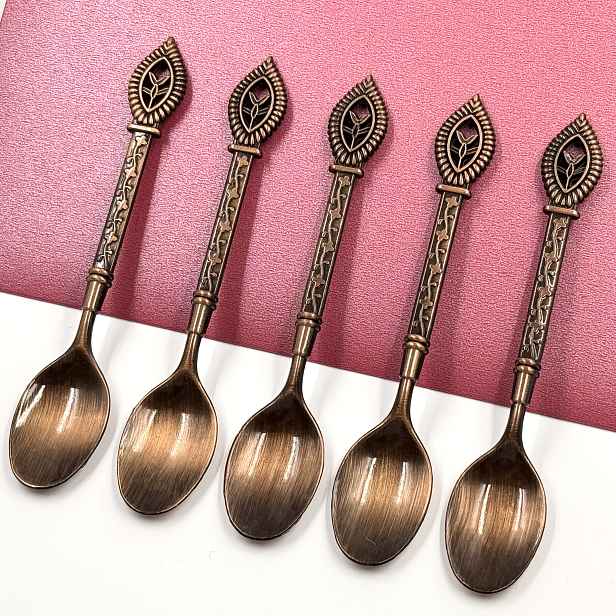 TEMU Arabská : Vintage Nádherná a Sofistikovaná Sada Čajových Lžiček – Exotický Vzorový Design, Vhodná pro Kávu, Čaj a Dezerty
