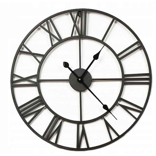 Velký Nástěnný Hodinový Stroj 60 CM Kov Kulatý Tichý Mechanismus Arventa Style Loft