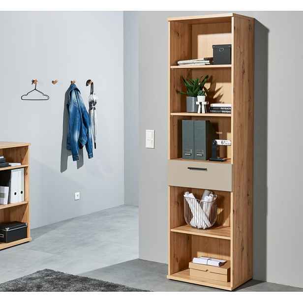 Vysoký regál se zásuvkou Kanada 54 cm, dub artisan/kašmírová béžová