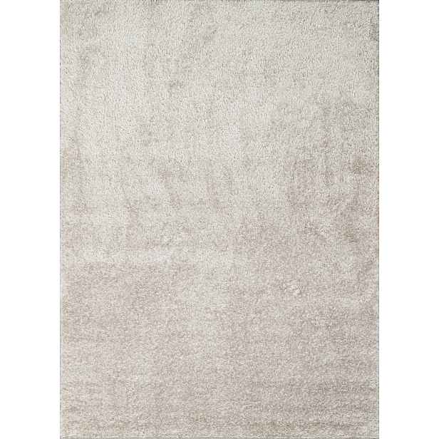 Světle šedý tlustý koberec typu shaggy do obývacího pokoje nebo ložnice, 160 x 220 cm
