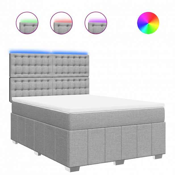 vidaXL Box spring postel s matrací světle šedá 140 x 190 cm textil