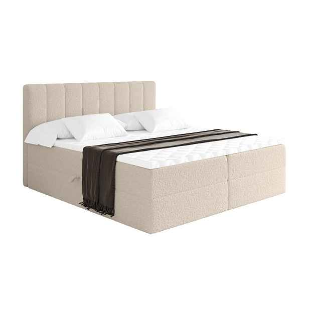 ALTDECOR KONTINENTÁLNÍ POSTEL s matrací H3 - OTTA - 140x200 cm Tmavě béžová