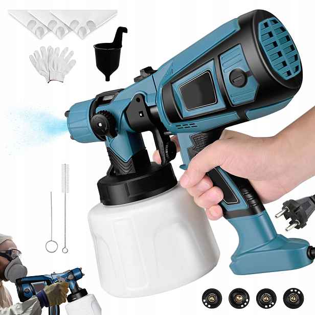 Elektrická Stříkací Pistole Na Malování Stěn Pro Barvy 850W 4 Trysa 1,4L