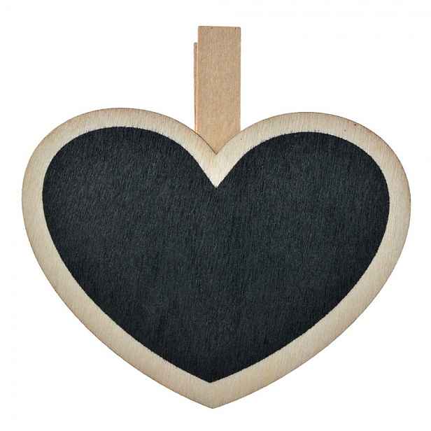 Malý dřevěný kolíček se srdíčkem s tabulkou - 8*2*8 cm Clayre & Eef