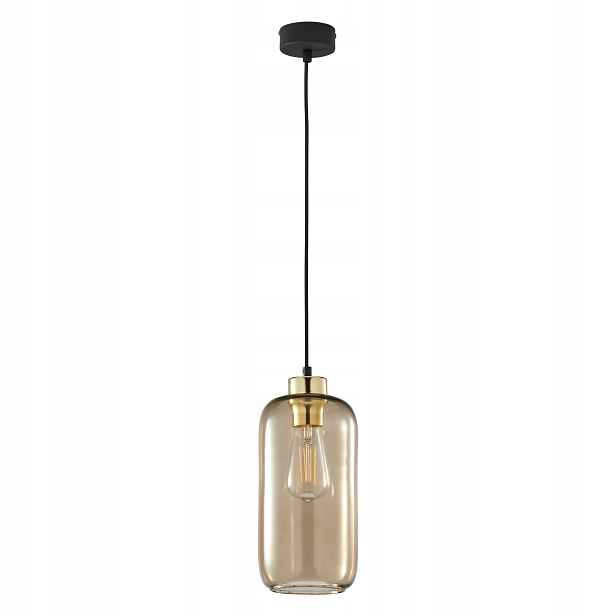 Závěsné svítidlo Marco Černé Hnědé Skleněné Stínidlo 1xE27 14cm Stropní Svítidlo