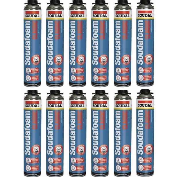 12 Ks – Montážní pěna Soudal Classic 750 ml nízkotlaká pistolová pěna