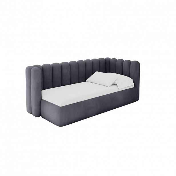 ALTDECOR JEDNOLŮŽKOVÁ POSTEL pro mládež s úložným prostorem, vlevo - HUGY 80x200 tmavě šedá