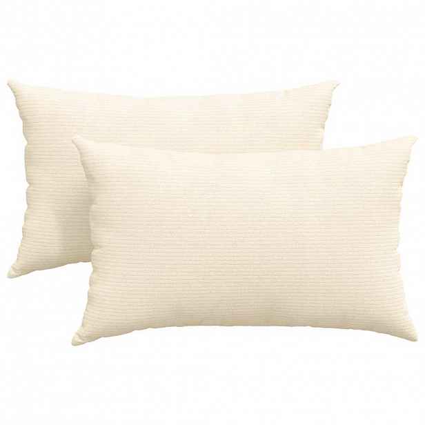 vidaXL Pohovkové polštáře 2 pcs Krémová 50 x 30 cm Žebrovaná látka