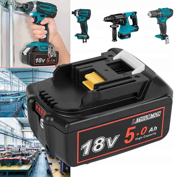 18 V 5,0 Ah Akumulátor Pro Akumulátor Makita BL1870B, 194205-3, LXT400