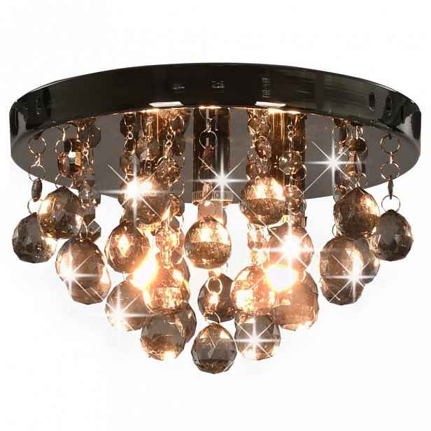 Stropní lampa lustr křišťál / chrom Dekorhome Černá