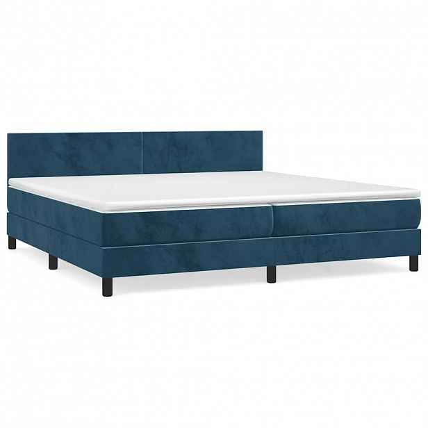 vidaXL Box spring postel s matrací tmavě modrá 200x200 cm samet