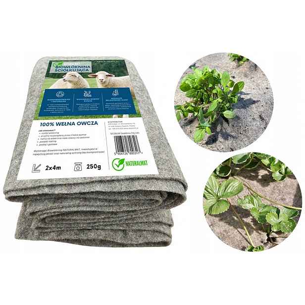 Biotextilie mulčovací hrubá 250 g z ovčí vlny 2x4 m na plevel