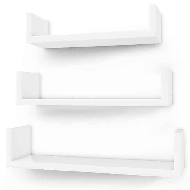 Nástěnné police sada 3 ks U 40/60/80 cm dekor bílý, laminát 18 mm
