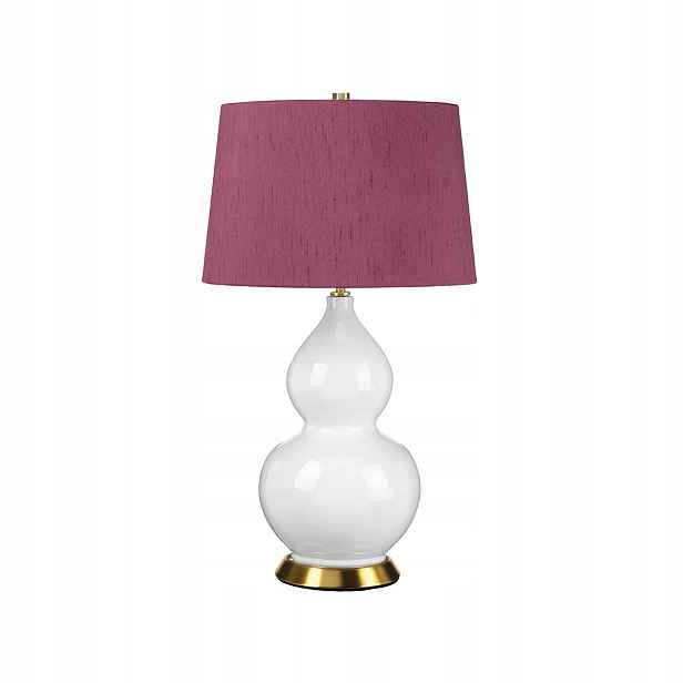 noční keramická stolní lampa bílá s fialovým stínidlem 64 cm Elstead