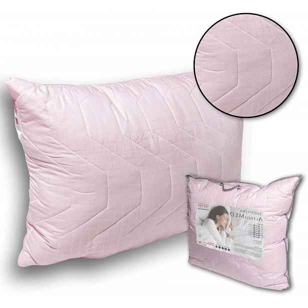 Polštář Vysoká Antialergický Na Spaní Růžový Celoroční Zip 70x80 cm