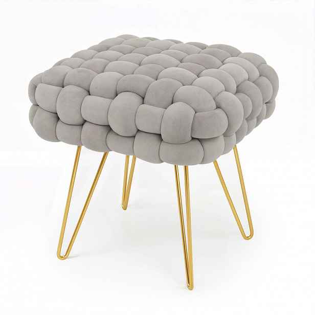 RAUMHIRSCH FURNITURE ČALOUNĚNÝ TABURET s ocelovými nohami, šedý 38/42/38