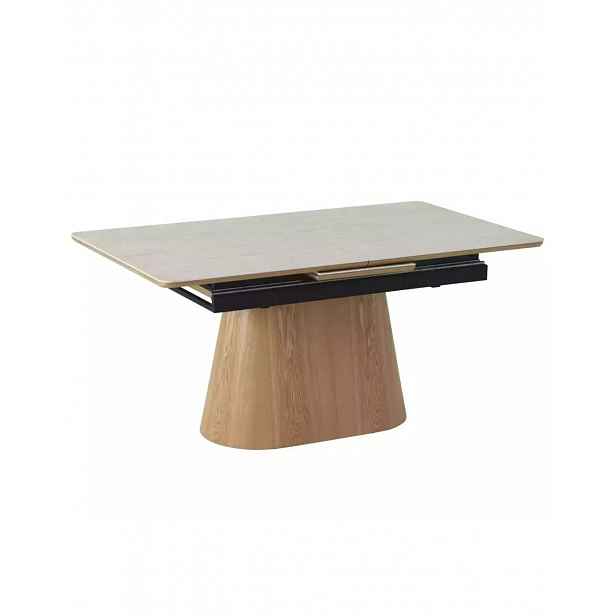 Rozkládací stůl Monaco travertin béžový mat, dub 160 (200) × 90 cm