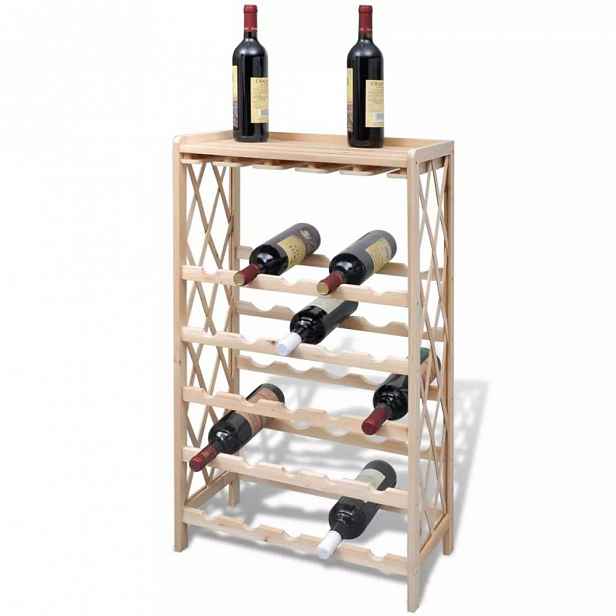 Stojan na víno na 25 lahví jedlové dřevo Dekorhome