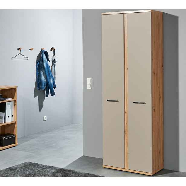 Vysoká úložná skříň Kanada 68 cm, dub artisan/kašmírová béžová