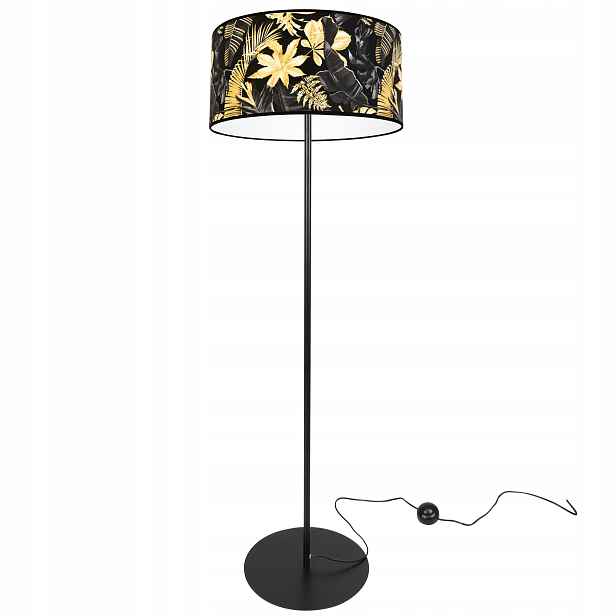 Stojací Lampa Elegantní Stínidlo Zlaté Květiny Led