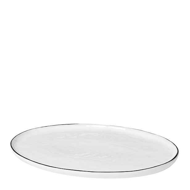 Oválný talíř 30 cm Broste SALT - bílý/černý
