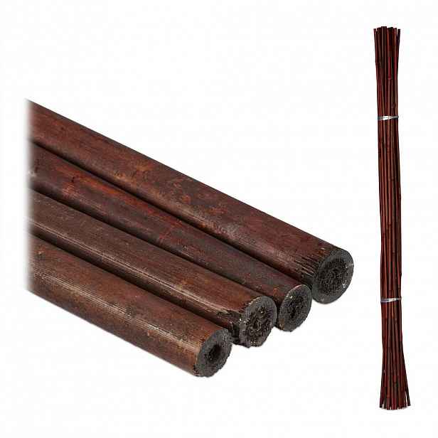 Relaxdays TYČE Tmavě hnědé 25-ks-Set Bambus 105 cm
