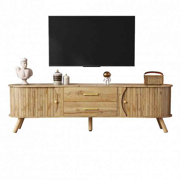 STILVORA TV SKŘÍŇ v přírodní barvě TV skříňka s posuvnými dvířky a zásuvkami, B170/T40/H55cm