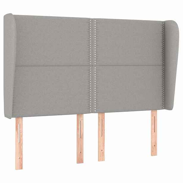 vidaXL Čelo postele typu ušák světle šedé 147x23x118/128 cm textil