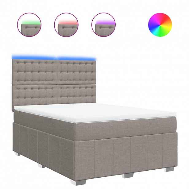 vidaXL Box spring postel s matrací taupe 140x190 cm textil