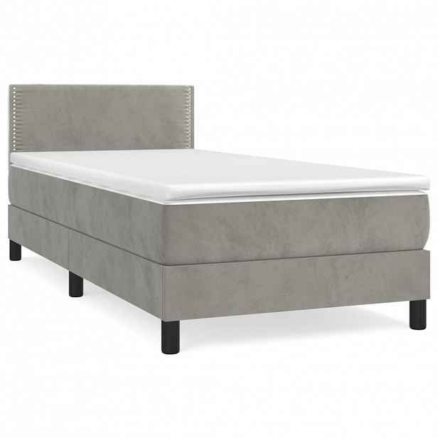vidaXL Box spring postel s matrací světle šedá 80 x 200 cm samet