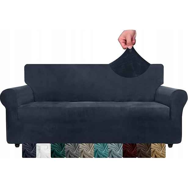 Potah na pohovku velurový šedý 231-279 Cm, elastický do obývacího pokoje