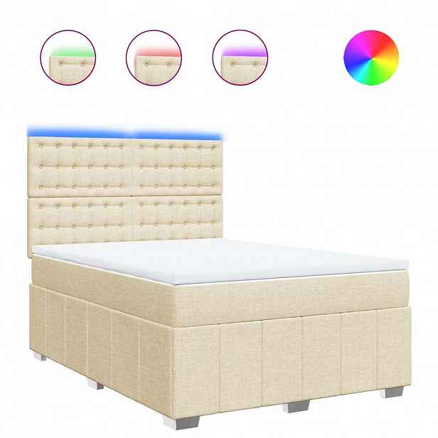 vidaXL Box spring postel s matrací krémová 140x190 cm textil