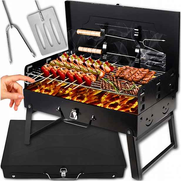 Turistický Zahradní Gril Přenosný Skládací Bbq Kufr Příslušenství
