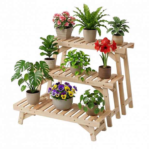 Relaxdays STOJAN Přírodní 3dílná-sada jedlové dřevo 70x25 cm