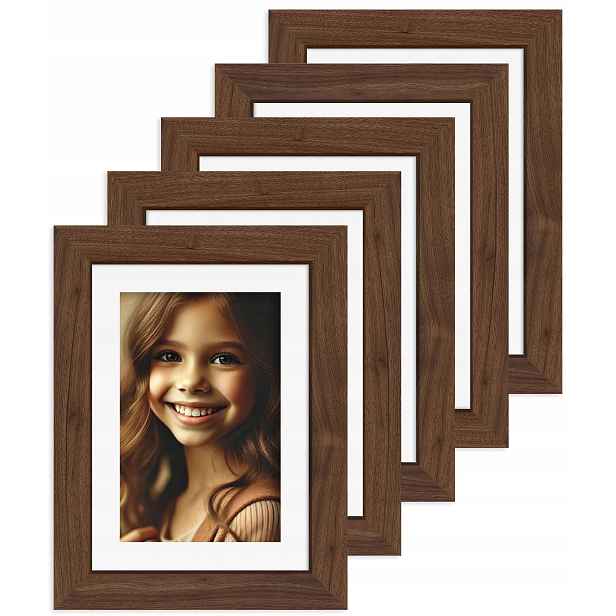 Sada 5 rámečků 15x21 s passe partout 10x15 Italia ořech Columbia