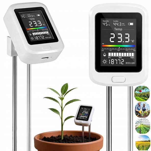 Kyseloměr Půdy Tester 6V1 S LCD Displejem, Úrodnost, Trvalá Vlhkost