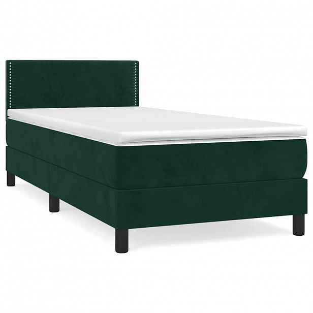 vidaXL Box spring postel s matrací tmavě zelená 80 x 200 cm samet