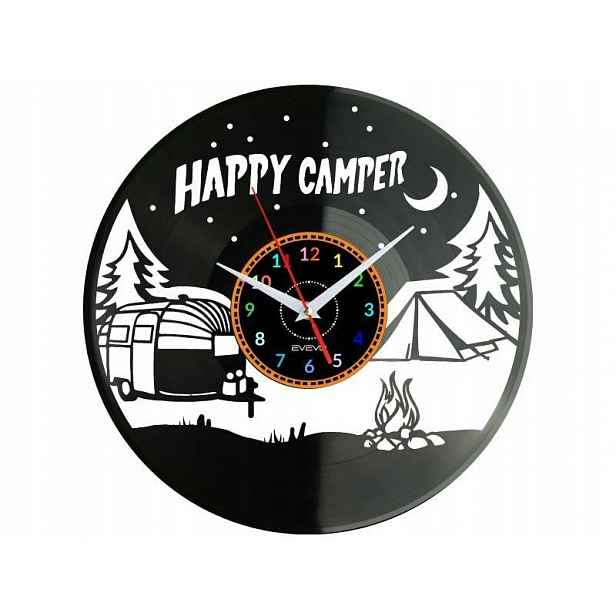Happy Camper Nástěnné hodiny Vinylová deska Moderní dekorativní dárek