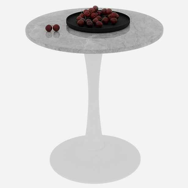 Modfu KONFERENČNÍ stolek z umělého mramoru 70x70x72 cm šedo-bílý kulatý v moderním minimalistickém stylu