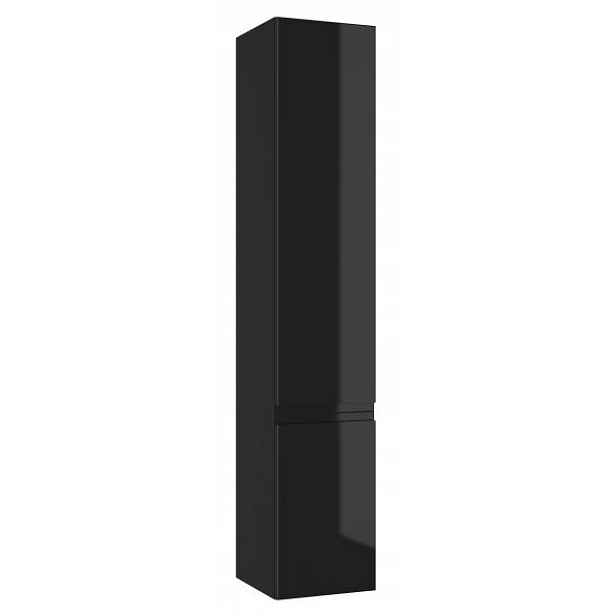 Závěsný koupelnový sloupek černý lesk 157x30 cm, stylová vysoká skříňka