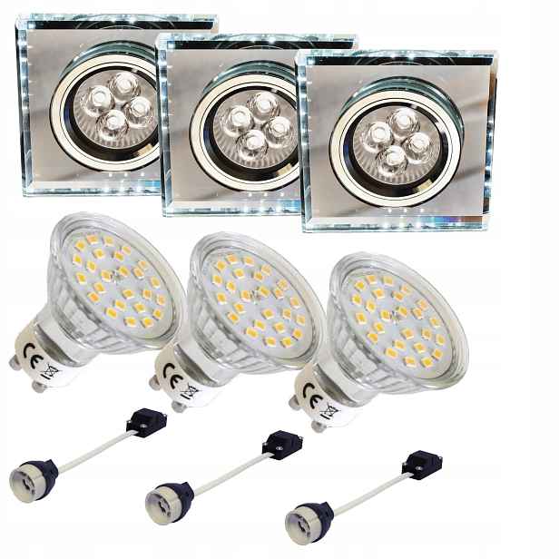 3x Halogenové stropní svítidlo Bílý Led pásek Led žárovka GU10 3W Sada