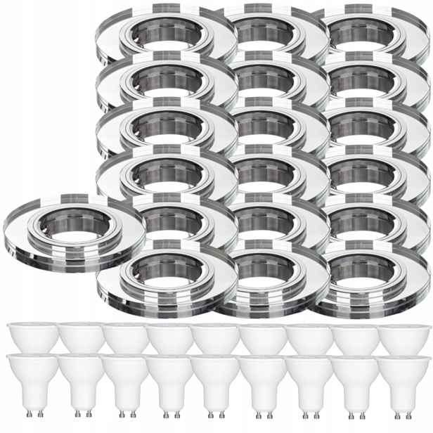19 x Pevná Skleněná Stropní Lampa Halogenová Objímka Led Žárovky 5W