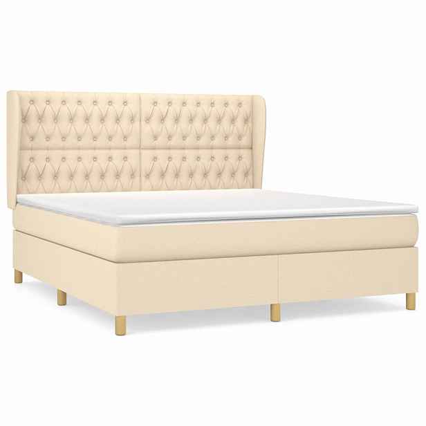vidaXL Box spring postel s matrací krémová 180x200 cm textil