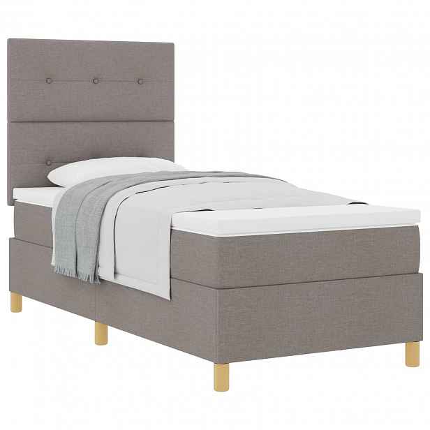 vidaXL Postel s boxspringem s čelo Taupe 90 x 190 cm textil