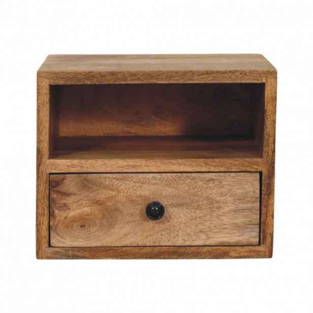 Artisan Furniture NOČNÍ SKŘÍŇKA Bambusová vyřezávaná, 1 zásuvka a otevřená police, tmavě hnědá