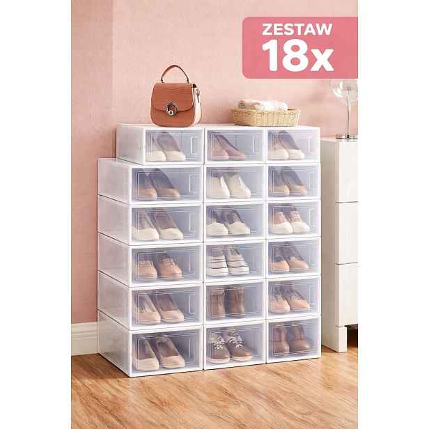 Organizér na boty Sada 18 ks průhledných plastových boxů
