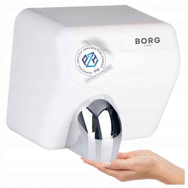 Sušička rukou 2500 W Borg Flowmaster Bílá Pohyblivá tryska Sušení 15 sekund