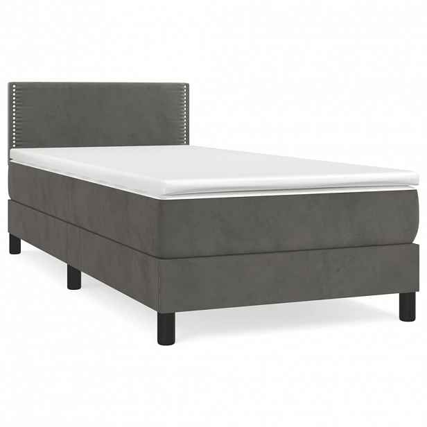 vidaXL Box spring postel s matrací tmavě šedá 90x190 cm samet